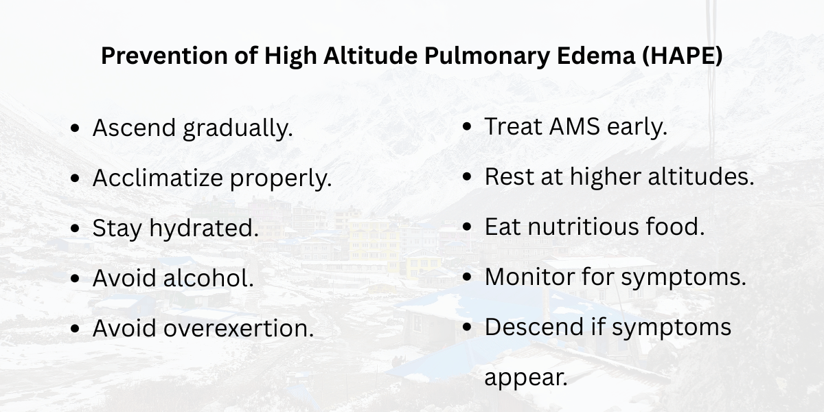 High Altitude Pulmonary Edema Preventions